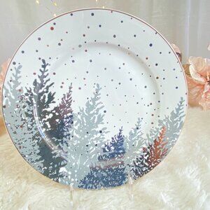 Grace's Teaware Winter Christmas Grey & Gold Forest Dinner Cookie Plate ONE NEW
